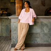Pink Half Sleeve Linen Shirt for Women – Breathable and Sustainable Essential
